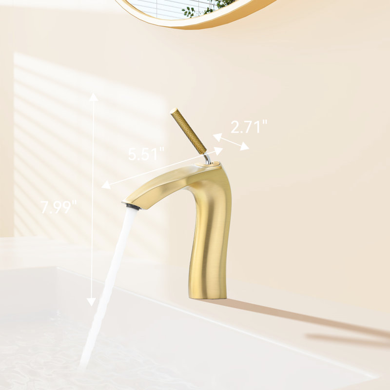 Brushed Gold Lavatory Basin Tap, Brass, Water Spot , Supply Lines Sink Faucet, Single Hole Installation, Spots, Manual Operation