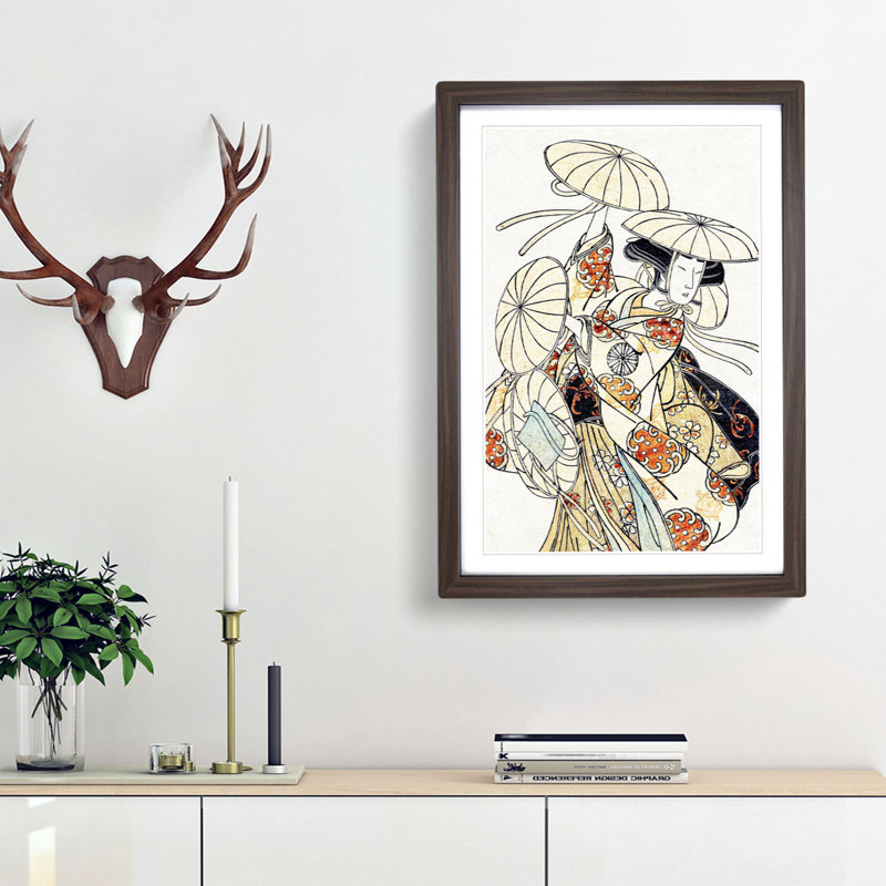 Dancer by Katsukawa Shunsho - Picture Frame Painting Print, 48cm H x 36cm W x 2cm D, Walnut Framed