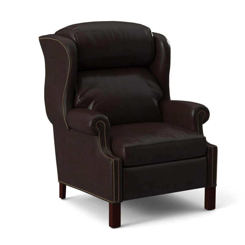 Chippendale Recliner, Rio Mineral Genuine Leather, Mahogany, #9 Natural