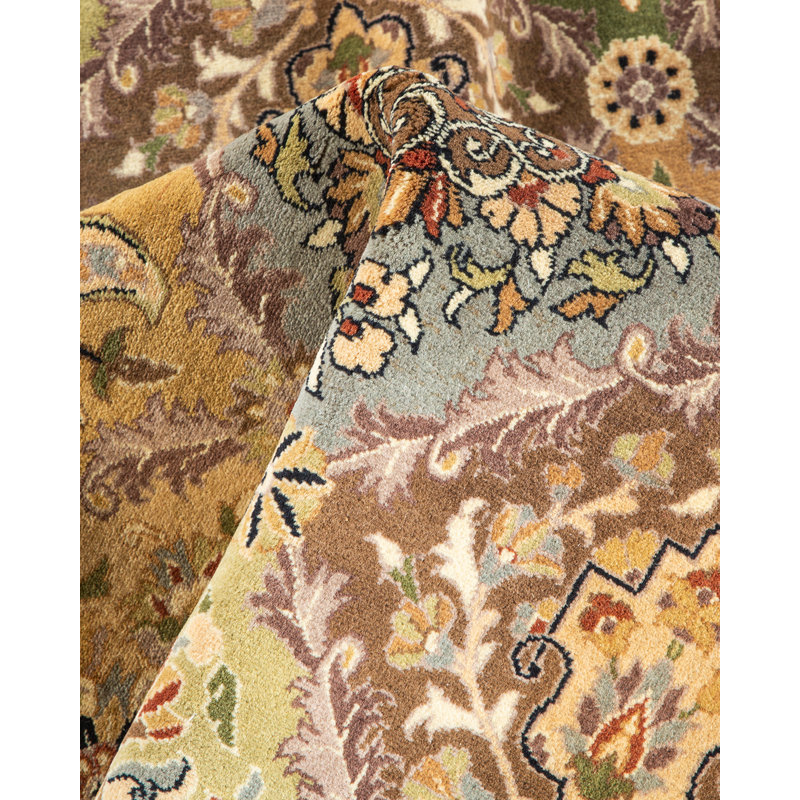 Tapis unique en laine noué à la main brun / beige nouvel âge 8 pi 1 po x 8 pi 1 po Hayner