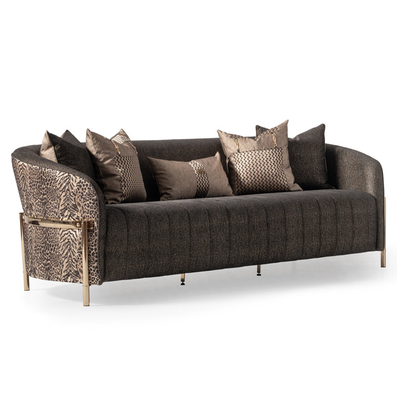 Lisbon 98'' Chenille Round Arm Sofa, Onyx Chenille