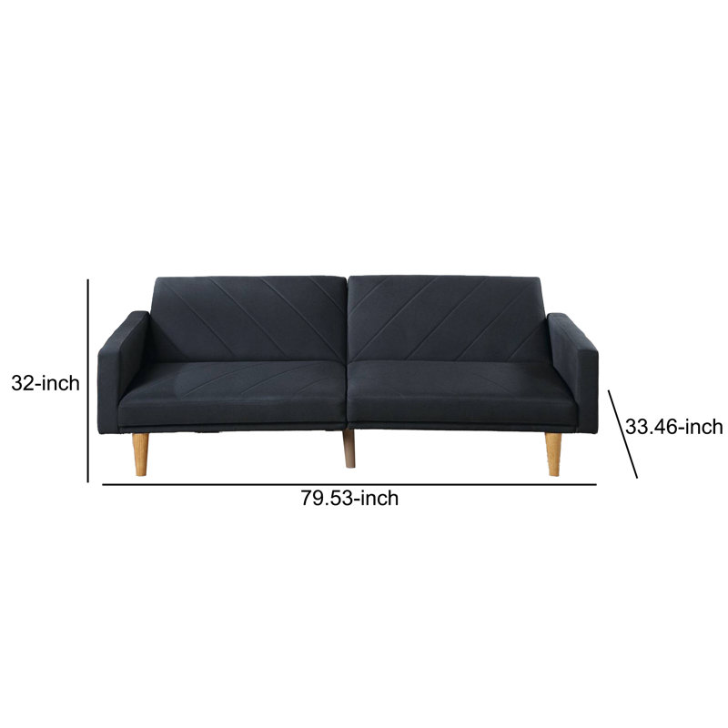 Casas 79.53;79.53'' Upholstered Split Back Convertible Sofa, Black