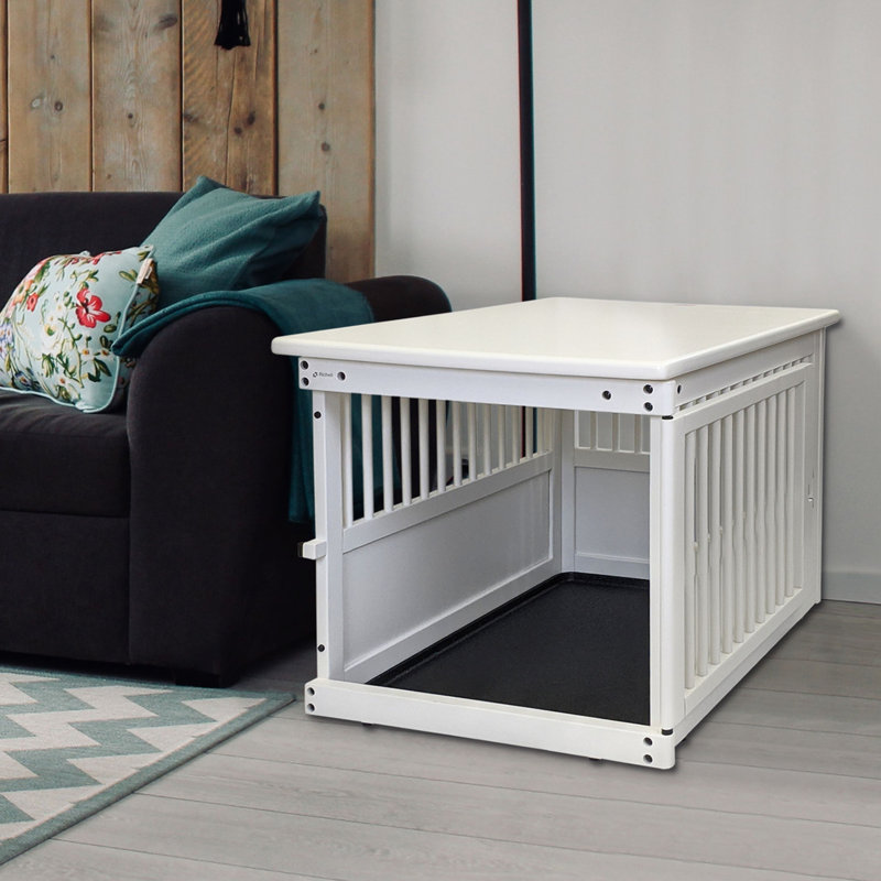 Casier tissé pour animaux table d'appoint, Moyen (H 24 po x l 25 po x P 31,1 po), Blanc