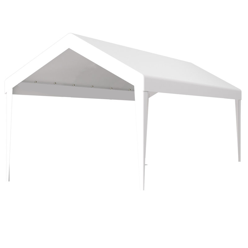 12X20ft Carport Replacement Tarp - Protected 76 Elastic Buckles White Garage Shelter Cover Canopy, White