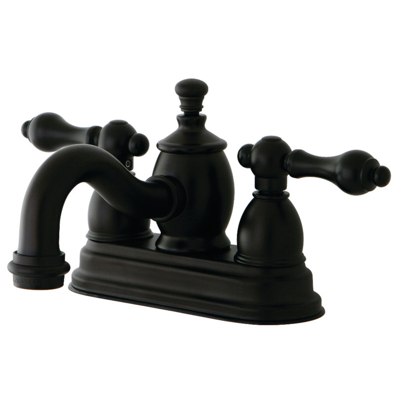Kingston Brass English Country Two-Handle 3-Hole Deck Mount 4" Centerset Bathroom Faucet with Brass Pop-Up, Oil Rubbed Bronze