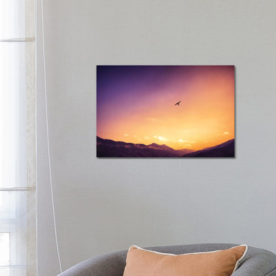 Sunset over the Mountains 1 Piece Wrapped Canvas Wall Art