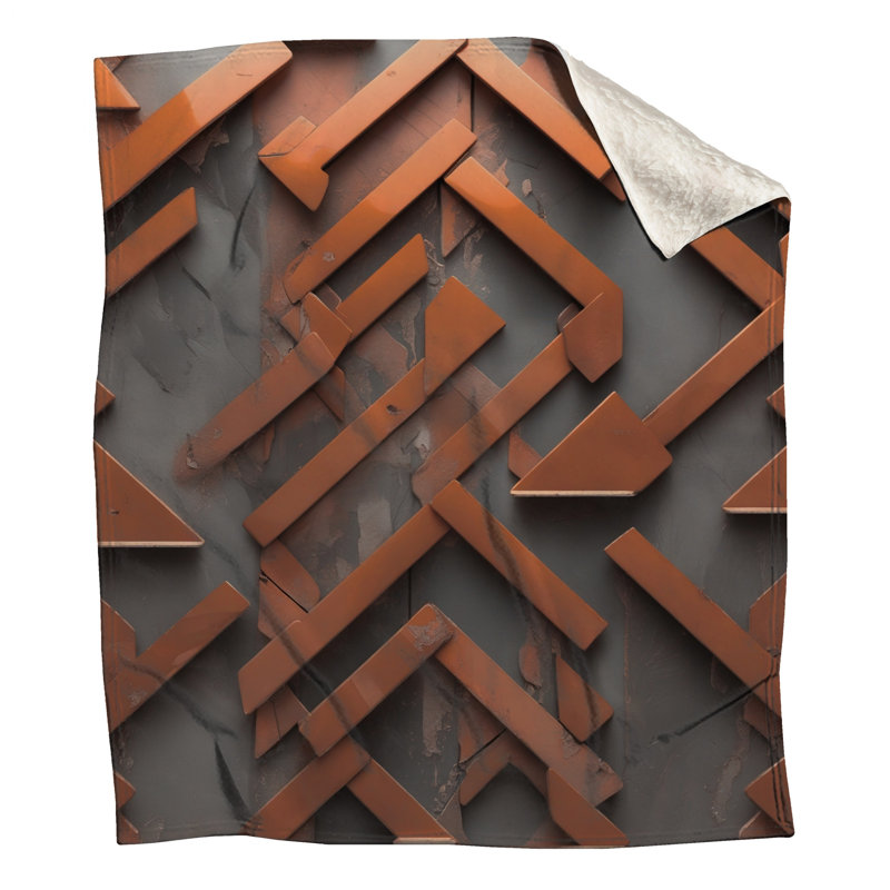 Couvertures d'art géométriques bronze, L 60 po x H 80 po