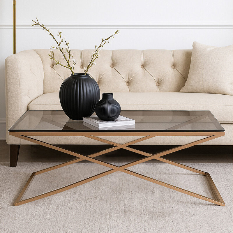 Cross Legs Coffee Table, Gold
