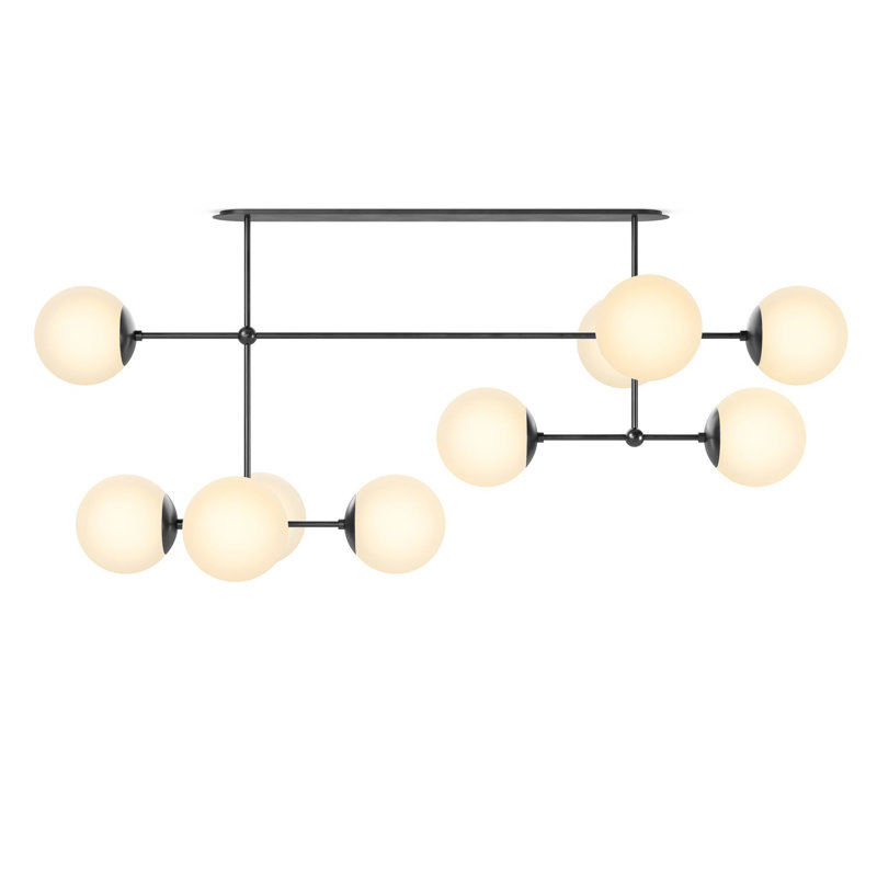 Armstrong 10 - Light Chandelier, Black Gunmetal, Marbled Matte Glass