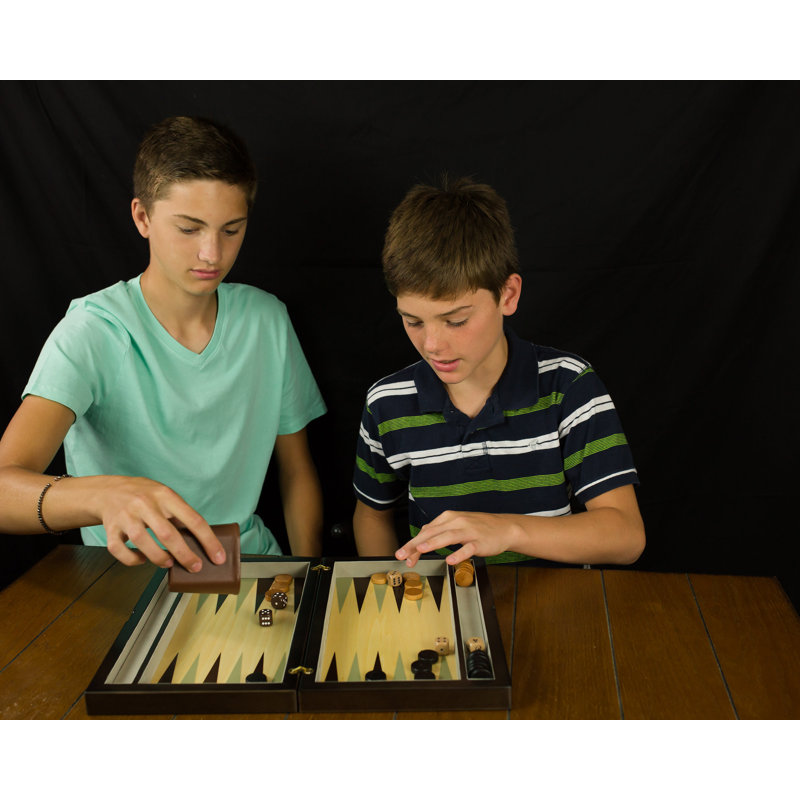 Premier Handcrafted Solid Wood Backgammon Set with Dark Veneer Finish