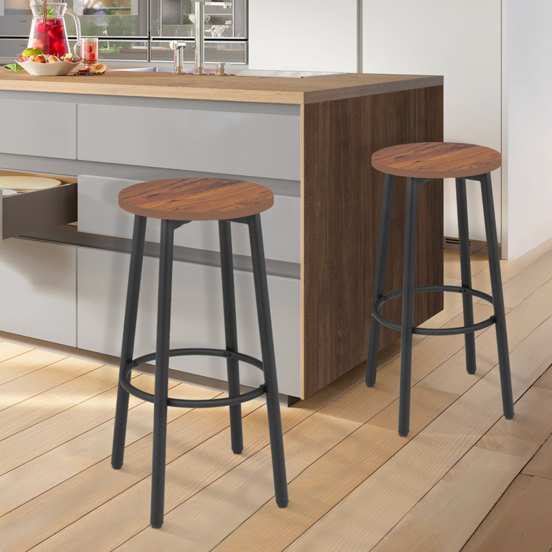 Tabouret de bar de cuisine avec repose-pieds Keilani, Noir