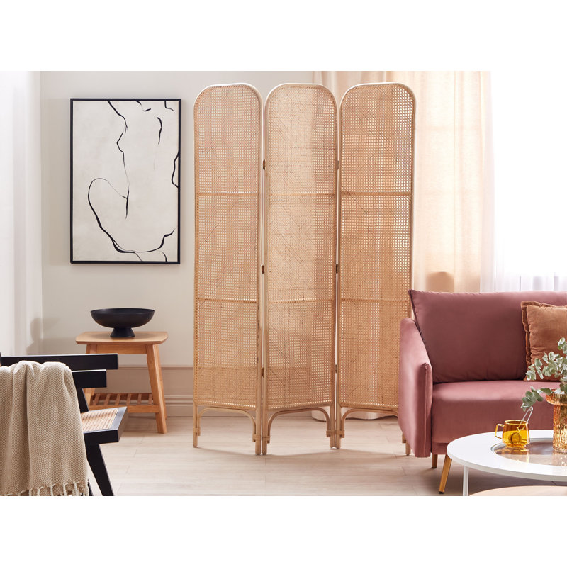 Alfrieda 105cm W x 180cm H 3 - Panel Folding Room Divider, Natural