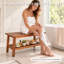 Banc de douche en teck de 51 cm de large, tabouret de douche et chaise de douche en teck avec tablette de rangement et pieds antidérapants réglables.-1839766917