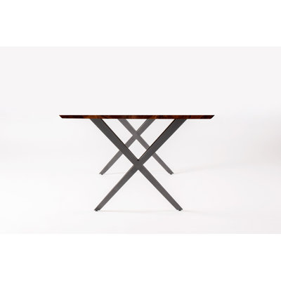Solid Wood Top Metal Base Dining Table