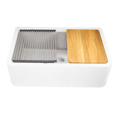 Farmhouse Apron 32.75"" L x 19.75"" W Farmhouse Kitchen Sink with Accessories -  Nantucket Sinks, PR3320-APS-W