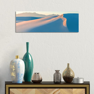 White Gypsum Sand Dunes In Desert And Under Clear Sky, White Sands National Monument, New Mexico, USA by Panoramic Images - Wrapped Canvas Panoramic Print