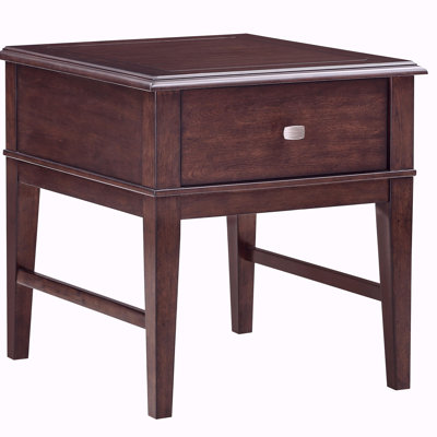 Une table d'appoint avec tiroir de peinture au four brun classique avec port de chargement USB, meubles de salon, 1 pièce