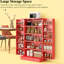 Armoire de cuisine rouge, étagère à 5 niveaux, 12 portes épices, portes magnétiques, tablettes réglables, design-133003286