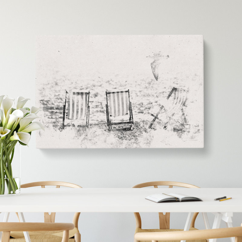 Seagull Flying over Brighton Beach Watercolour - Wrapped Canvas, 35cm H x 50cm W x 3cm D
