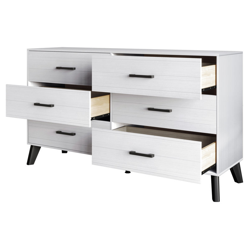 Jeweldine 6 Drawer 52.56" W Double Dresser, White