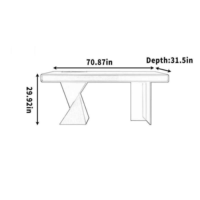 Acrylic desk legs with smart power strip, 29.92" H x 70.87" W x 31.5" D, Tan