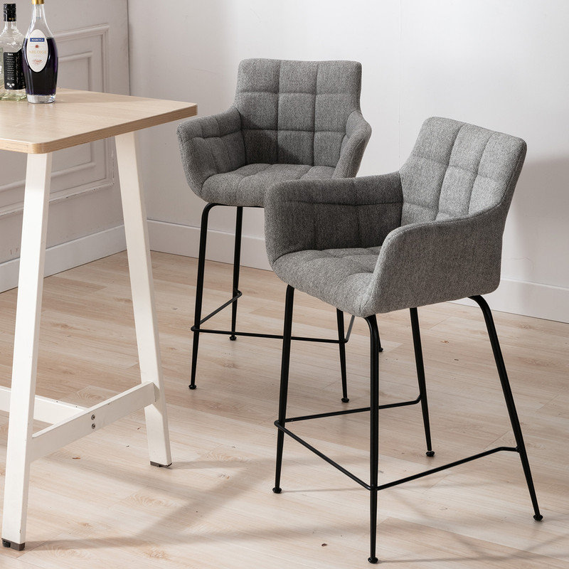 Joutel Upholstered Bar Stool, Grey / Grey