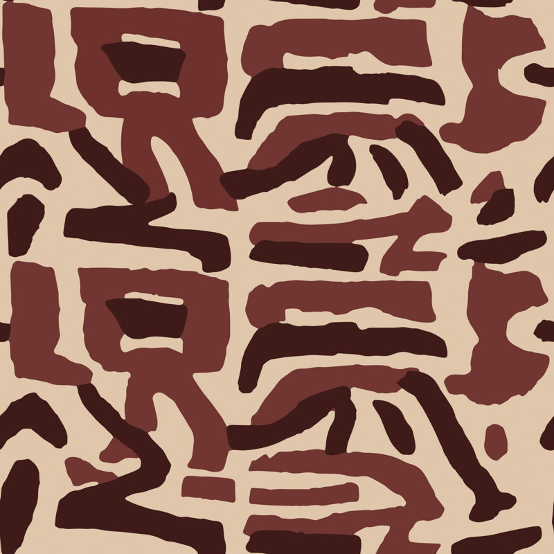 Papier peint Tribal Traditions, Non encollé, Merlot taupe, Toile de ramie synthétique