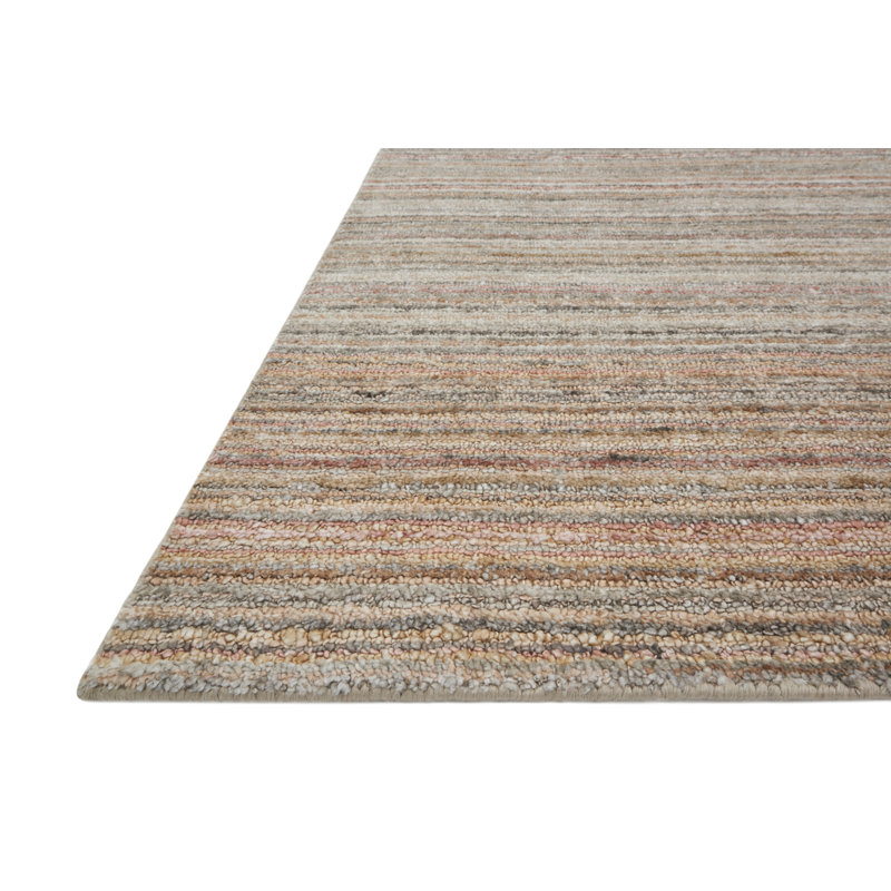 Tapis argenté / rosé tissé à la main Fienley, Rectangle 5 pi 6 po x 8 pi 6 po