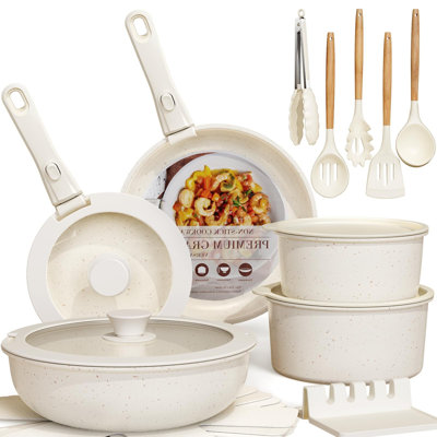 21 Pcs Pots and Pans Set Non Stick, Ceramic Cookware Set Detachable Handle