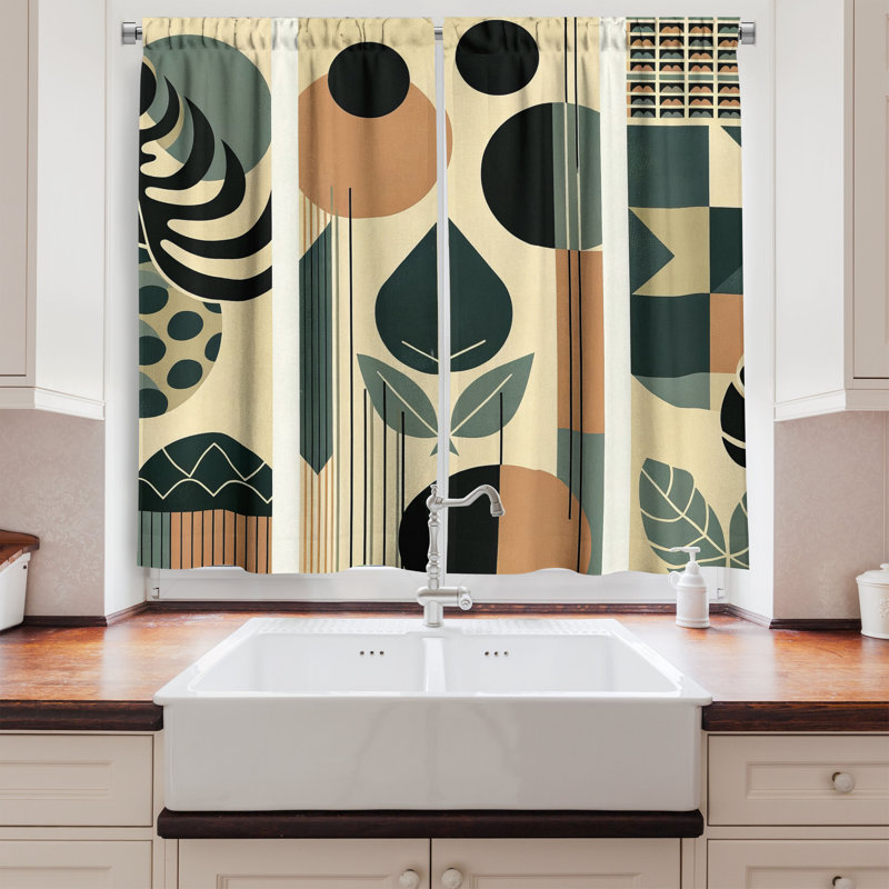 Abstract Kitchen Curtain, 55" W x 30" L