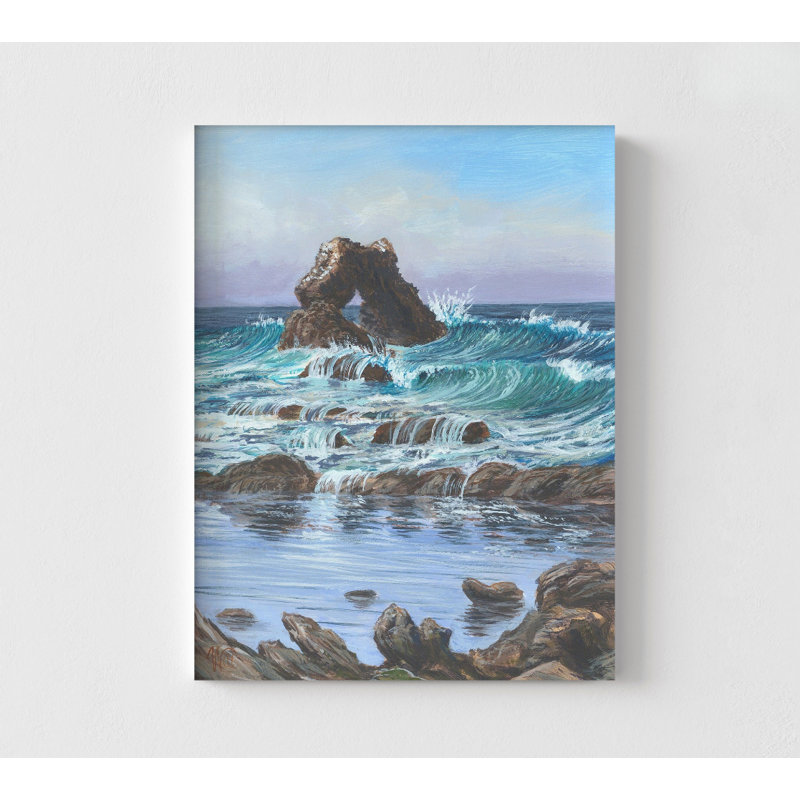 Corona Del Mar Keyhole par William Thompson, Crashing Waves affiche, décor de chambre d'hôtel tropical, petite maison de plage, art mural bord de mer