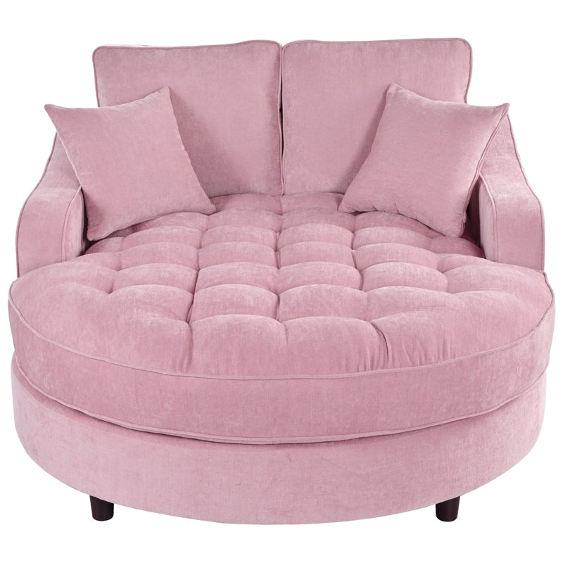 Luxueux canapé-lit en chenille pour une détente ultime, Rose
