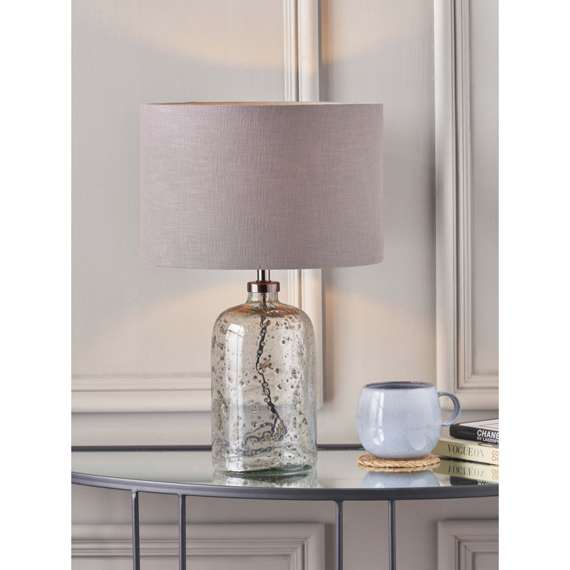Lino Self Lined Linen Drum Shade, 20cm H x 30cm W x 30cm D, Steel Grey