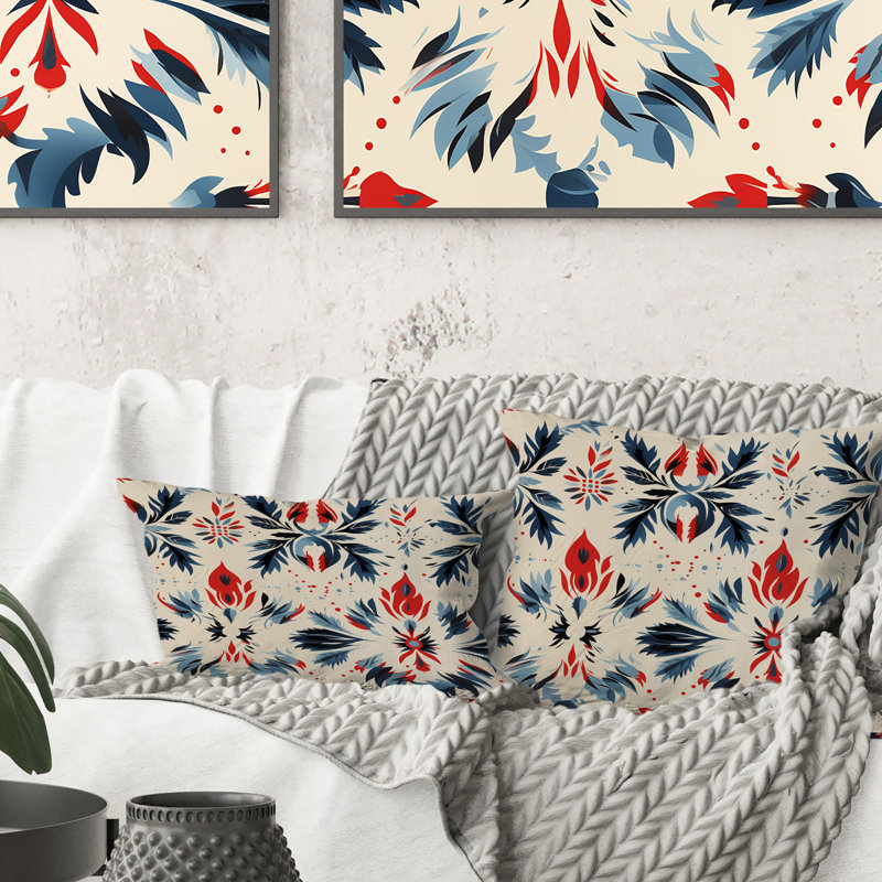 Coussin en polyester bleu Ikat Tribe Blend