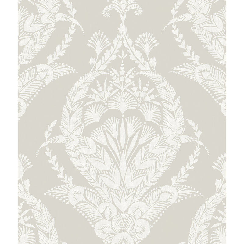 Raido Damask Wallpaper Roll, Light Gray