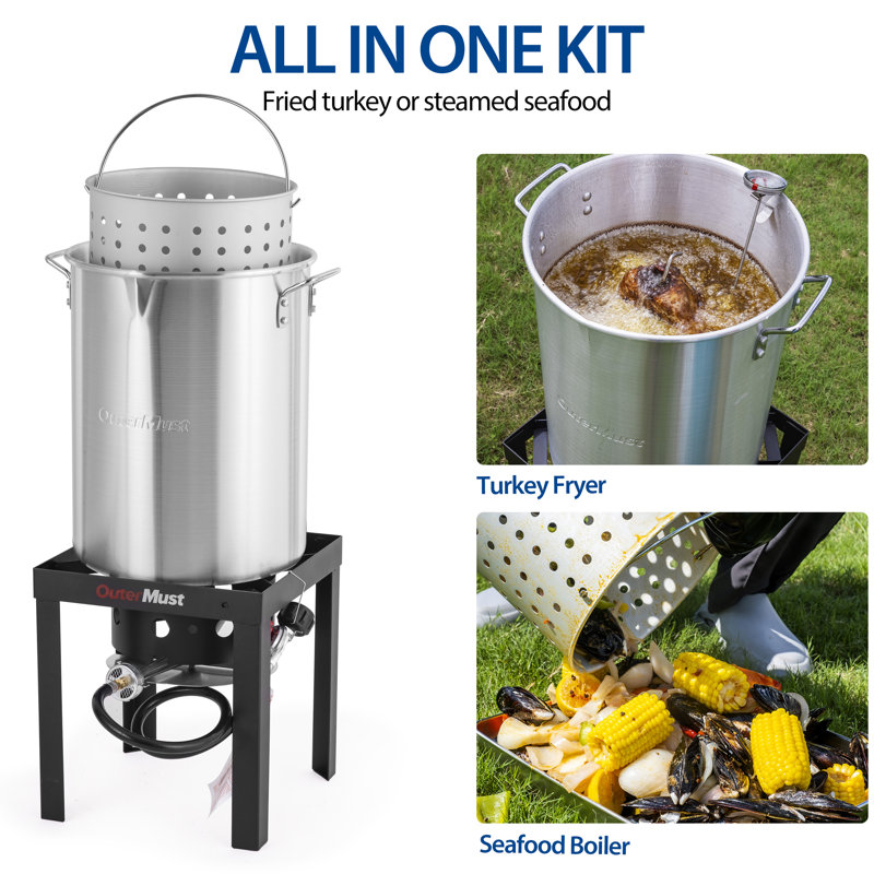 30 Qt Aluminum Propane Turkey Fryer with Basket and Burner