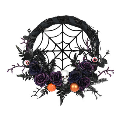 Halloween Ghost Festival Purple Simulation Skull Pumpkin Horror Scene Decoration Wreath