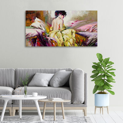 Half-Naked Woman - Wrapped Canvas Print