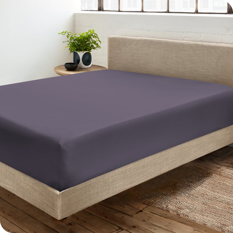 Dusty Purple Organic Cotton Twin XL Fitted Sheet with Sateen Weave