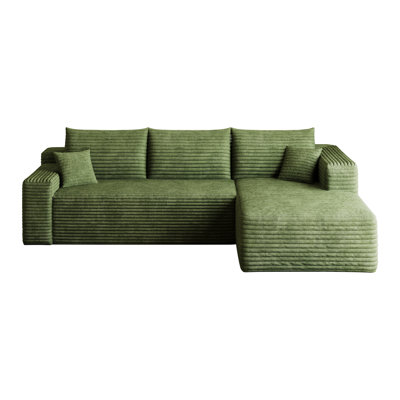 Canapé modulaire 95 po Cloud, fauteuils rembourrés minimalistes modernes, canapé confortable en forme de U pour le salon, canapé d'angle à assise profonde, aucun assemblage requis, vert ((tissu en velours côtelé moelleux)