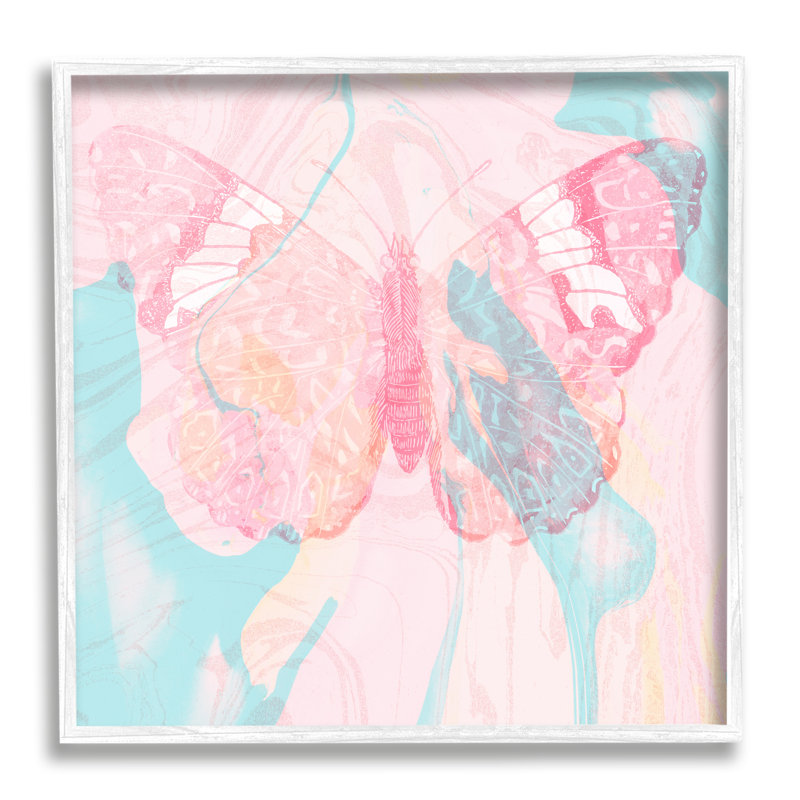 «Girl's Abstract Pastel cmw-065», art mural personnalisé, Oui, Giclée encadrée blanc bord de mer, H 12 po x l 12 po