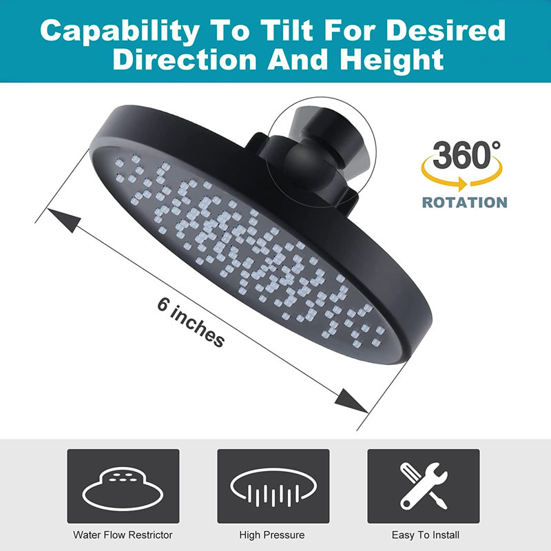 Flood Adjustable Shower Head 1.8 GPM GPM, Matte Black
