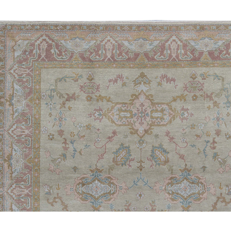 Wool Oriental Area Rug in Beige/Rust