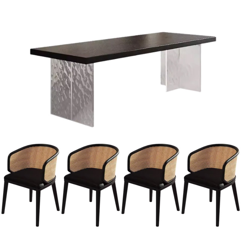 4 - Person Solid Wood Top Double Pedestal Dining Set, 29.52" H x 62.99" L x 27.55" W