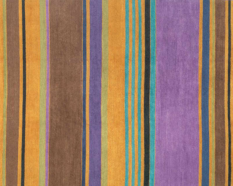 Copacabana Wool Striped Area Rug in Brown/Orange/Purple, Rectangle 12' x 16'