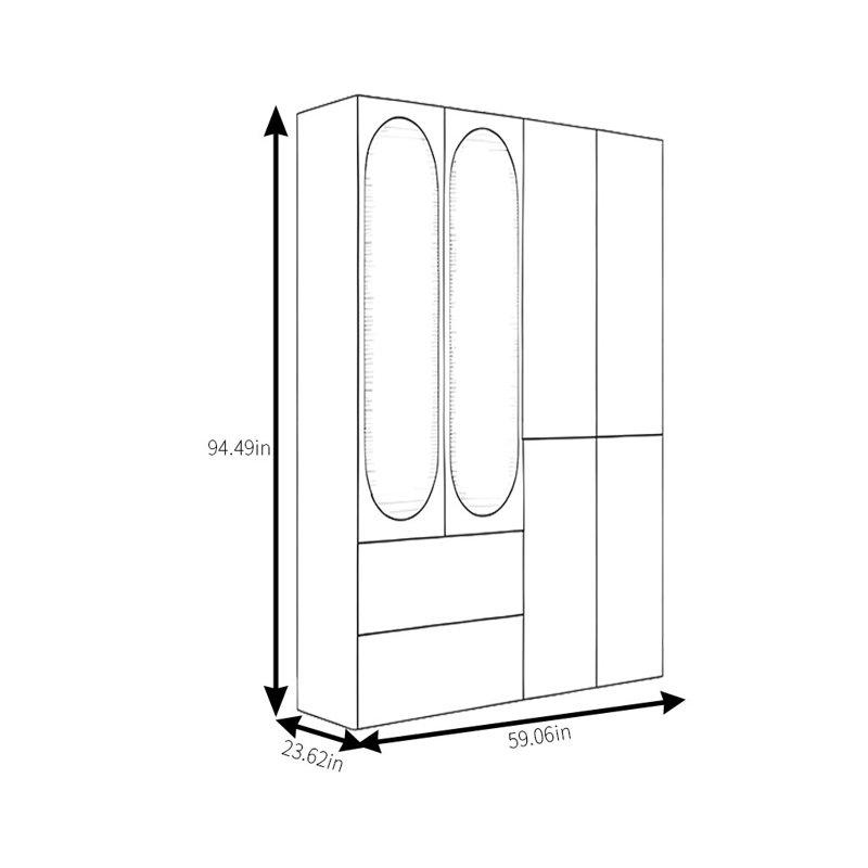 Armoire classique en rotin tissé, H 94,49 po x l 59,06 po x P 23,62 po