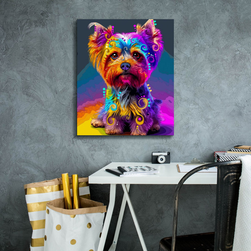 «The Soph sophistiqué Yorkie» par Dean Russo, art mural sur toile, H 24 po x l 20 po x P 0,75 po