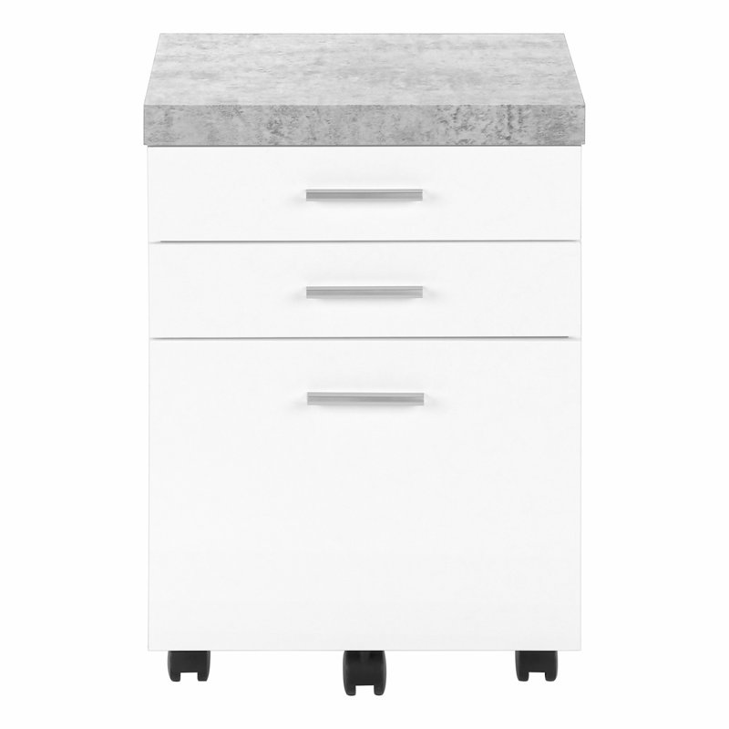 Office File Cabinet, Rolling Mobile Filing Cabinet With Storage Drawers And 5 Casters, White/Gray