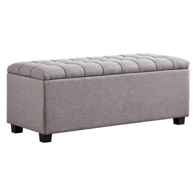 Ottoman with Storage 38 inches with Throw Pillow Gift,Storage Furniture End of Bed with Button-Tufted, Ottomans Storage and Seating,Storage Bench for Foot rest in Bedroom, Living Room, Entryway (grey)