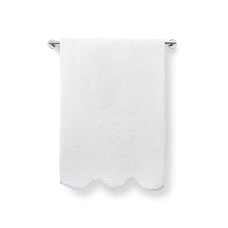 Scalloped Hand Towel, White/Light Gray, Washcloth
